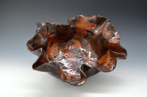 Large Variegated Brown Bowl